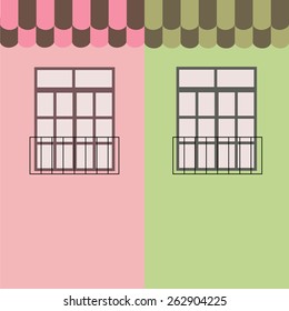 pink and green wall with window