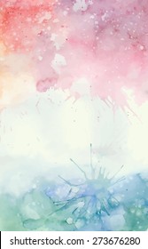 Pink and green watercolor vector background for your creativity