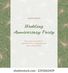 Pink and green Wedding Invitation, save the date, thank you, rsvp card Design template. Vector. winter flower, olive leaves, Wax flower, Anemone. Vector illustration invitation card concept.
