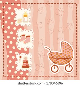 pink greeting card for baby girl