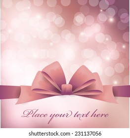 Pink greeting card with bow