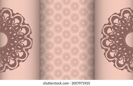 Pink greeting card with Indian pattern for your design.
