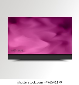 Pink greeting card. Vector blurry background.  Abstract design. Holiday banner.