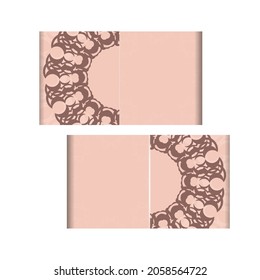 Pink greeting flyer with luxurious ornamentation prepared for typography.