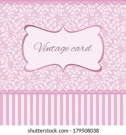 Pink greetings card with floral ornament