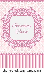 Pink greetings card in retro style