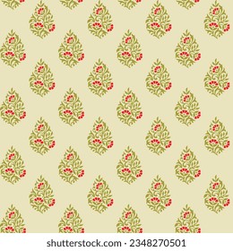 Boti color rosa y verde sobre el fondo de la piel indian diseño tradicional para pantalla de impresión en bloque rotary flatbed digital textil diseño de patrón de repetición sin inconvenientes formato vectorial archivo marcado 