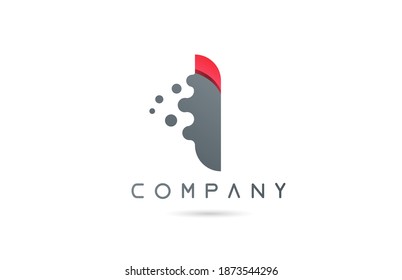 I pink grey alphabet letter logo icon with bubble shapes. Creative design for business and company