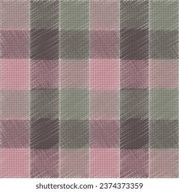 Pink and Grey Buffalo Check Plaid Vector Pixel Patterns, Trendy Fashion Check Textures, Hipster Style Backgrounds, Timeless Elegance.