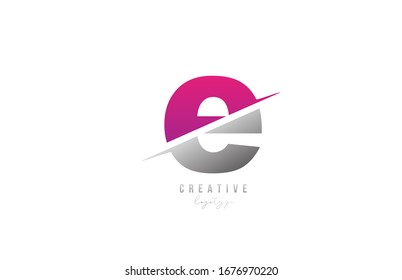 pink and grey E letter logo alphabet icon design for company and business