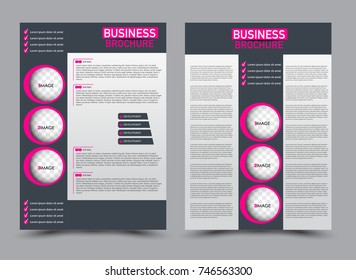 Plantilla de diseño de volante rosa y gris. Folleto de antecedentes abstractos para negocios, educación, presentación, publicidad. Concepto de estilo de identidad corporativa. Ilustración vectorial editable.