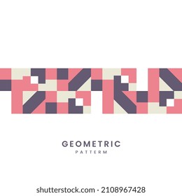 rosafarbene und graue Geometrische Formen abstrakter Hintergrund mit Textedesign und farbenfrohen Rechteck-Formen nahtlos Muster. Verwendung in der Textur, Umhüllung, Aufmachung