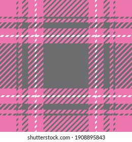 Pink and grey lumberjack plaid. Seamless vector pattern suitable for fashion or interiors.