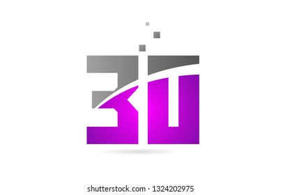 pink grey number 30 logo design suitable for a company or business