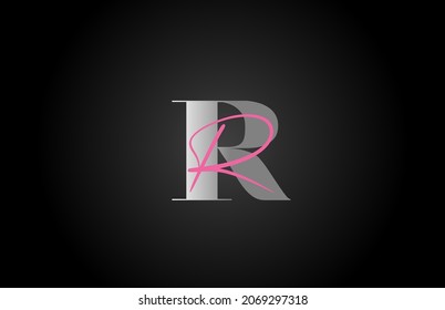 pink grey R alphabet letter logo icon design. Creative concept for company and business