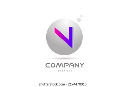 Pink Grey Sphere N Alphabet Letter Logo Icon Design With Dot. Creative Template For Company And Business