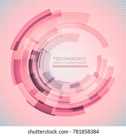 Pink and grey technology abstract circle background. Easy to edit design template for your business projects. Vector illustration.