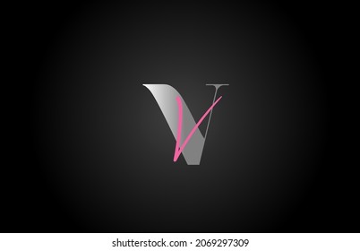 pink grey V alphabet letter logo icon design. Creative concept for company and business