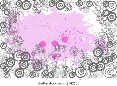 pink & grey vector flowers decoration