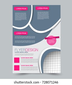 Pink and grey vector flyer, brochure, annual report cover template. Business and education a4 design.