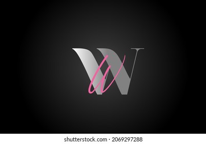 pink grey W alphabet letter logo icon design. Creative concept for company and business