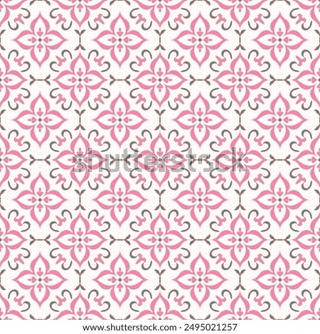 Pink, grey and white luxury vector seamless pattern. Ornament, Traditional, Ethnic, Arabic, Turkish, Indian motifs. Great for fabric and textile, wallpaper, packaging design or any desired idea.