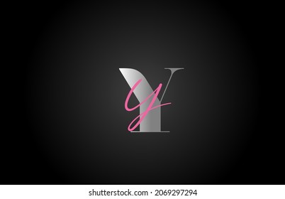 pink grey Y alphabet letter logo icon design. Creative concept for company and business