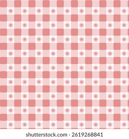 Pink grid background with cherry blossoms