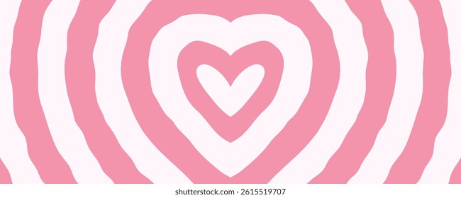 Pink groovy background horizontal monochrome love heart shape vector design illustration