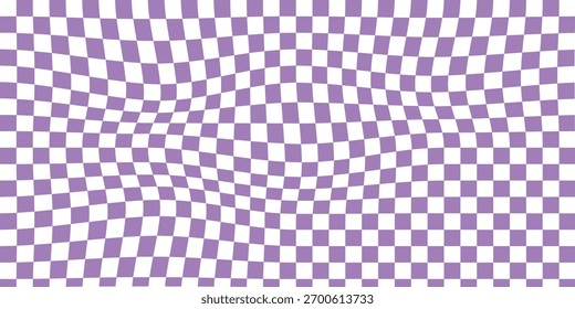 pink Groovy checker seamless pattern, wavy abstract retro checkerboard background. Trippy wave board geometric. Colorful Vector illustration. EPS 10.