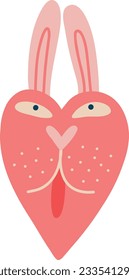 Pink groovy funky heart character with cool face illustration retro style. Valentines day love heart