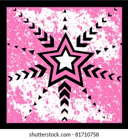Pink  grunge background with element of stars
