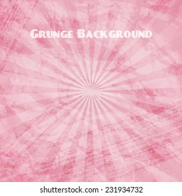 Pink grunge background with rough surface and sun rays