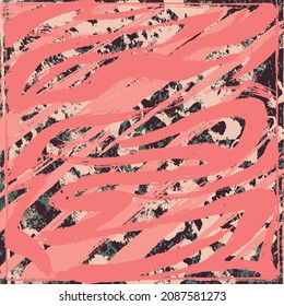 Pink grunge background. Vector scratched texture
