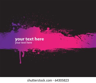 Pink grunge banner with black background