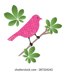 Pink Grunge bird sitting on a perch