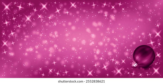Pink grunge Christmas background, Christmas wishes background, Winter Snowfall Christmas background, Flying snow flakes and stars on winter Pink background. snowflake template. Vector illustration.