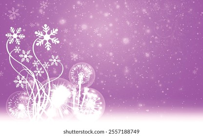Pink grunge Christmas background, Christmas wishes background, Winter Snowfall Christmas background, Flying snow flakes and stars on winter Pink background. snowflake template. Vector illustration.