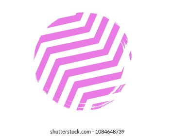 pink grunge circle and zig zag striped