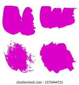 Pink Grunge Graphic. Batik Brush. Watercolor Splash. Distress frame. Artistic Dirty Canva. Set Of Hand Drawn Colorful Grunge Brushes. Acrylic Paint. Purple Brush Banner.