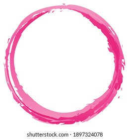 Pink grungy, grunge paintbrush, paint stroke circle, ring vector design element. Sketchy, doodle circle