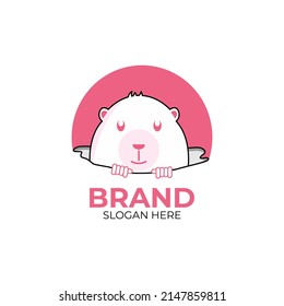 pink guinea pig logo vector with circle