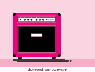 Pink Guitar Amplifier on pink tone background. flat design vector illustration/eps10