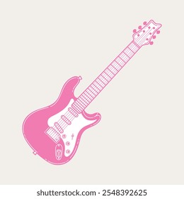 Pink Guitar Electric Vector Image, Musical Instrument Guitar Vector Illustration, Music Clip Art Guitar Electric Vector, Decorative Pink Guitar Vector.