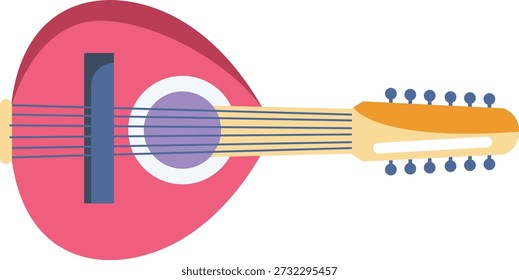 Uma guitarra rosa com uma única corda azul, mostrando uma combinação de cores vibrante e única.