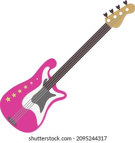 Pink guitar, illustration, vector on a white background.