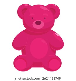 Pink gummy bear sitting down, a sweet treat for children and adults alike