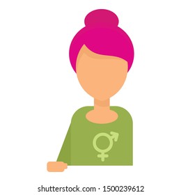 Pink hair bisexual girl icon. Flat illustration of pink hair bisexual girl vector icon for web design