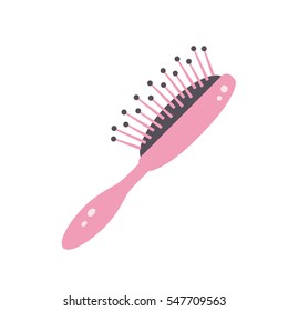 Pink hair brush vector icon isolated.