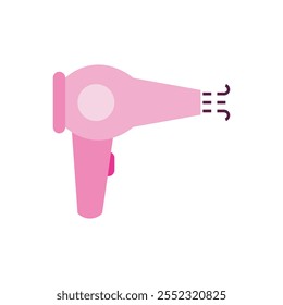 Pink hair dryer flat icon, beauty care, barber, salin vector design illustration. 